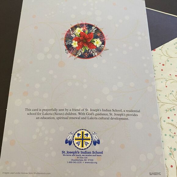 St Labre Indian School Poinsettia Floral Holiday Merry Christmas Greetings Card - Picture 5 of 8